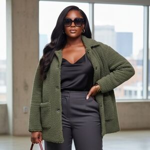 Olive Green Women's Wide Leg Coat